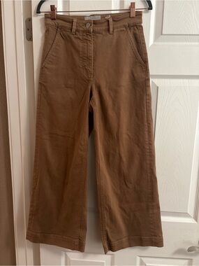 Everlane cropped wide leg brown denim pants women's 2